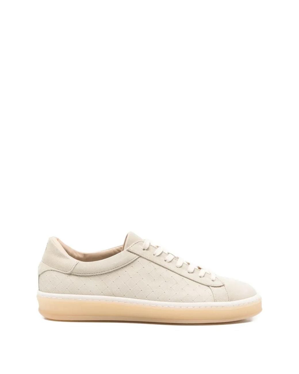 Eleventy White Quilted Leather Lace-Up Sneakers for men
