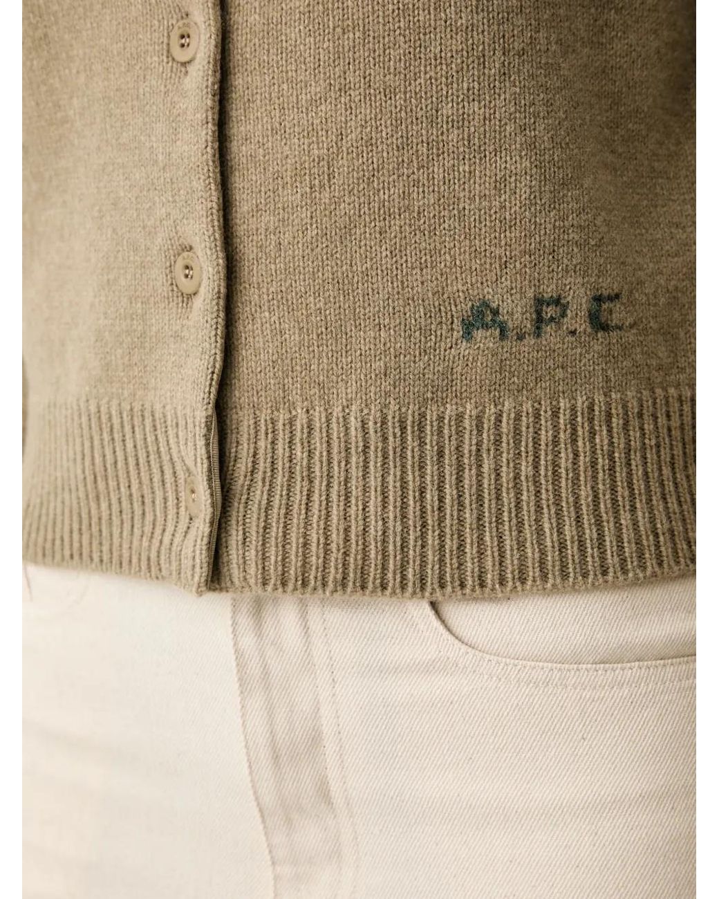 A.P.C. Natural Cardigan À Logo Brodé Lila