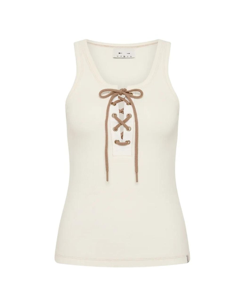 The Upside White Lace-Up Ribbed Tank Top