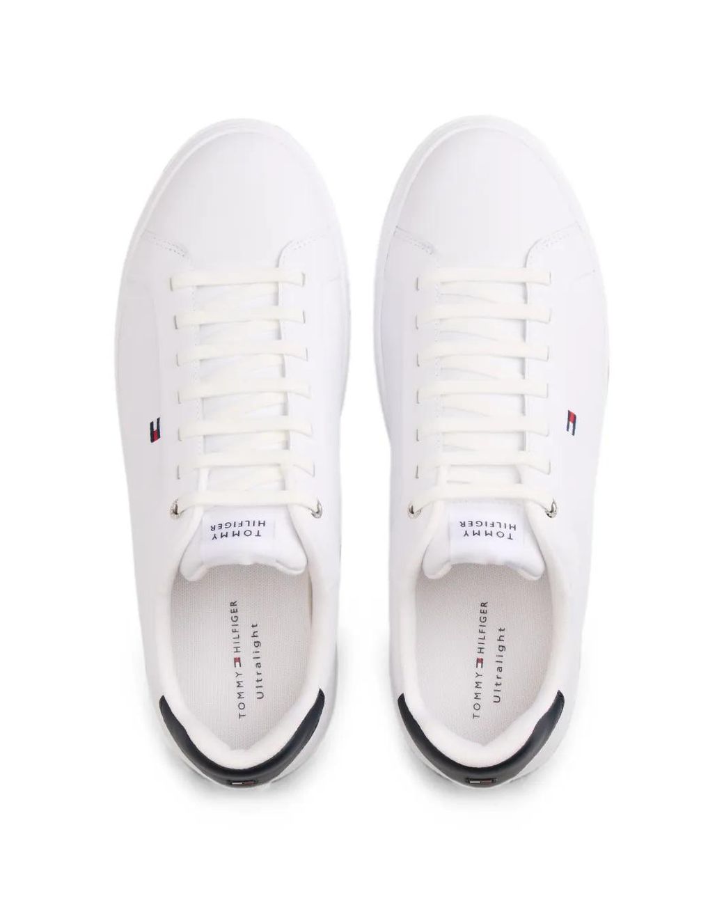 Tommy Hilfiger White Logo-Patch Lace-Up Sneakers for men