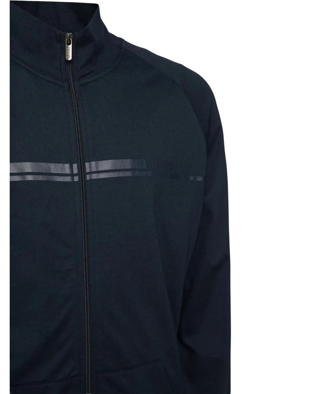 Boss Blue Authentic Logo-Print Zip-Up Sweater for men