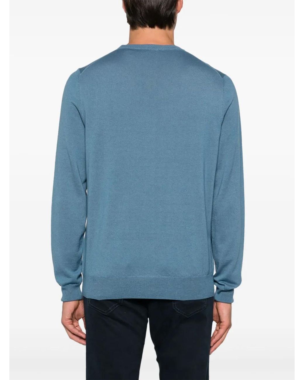 Canali Blue Crew-Neck Sweater for men