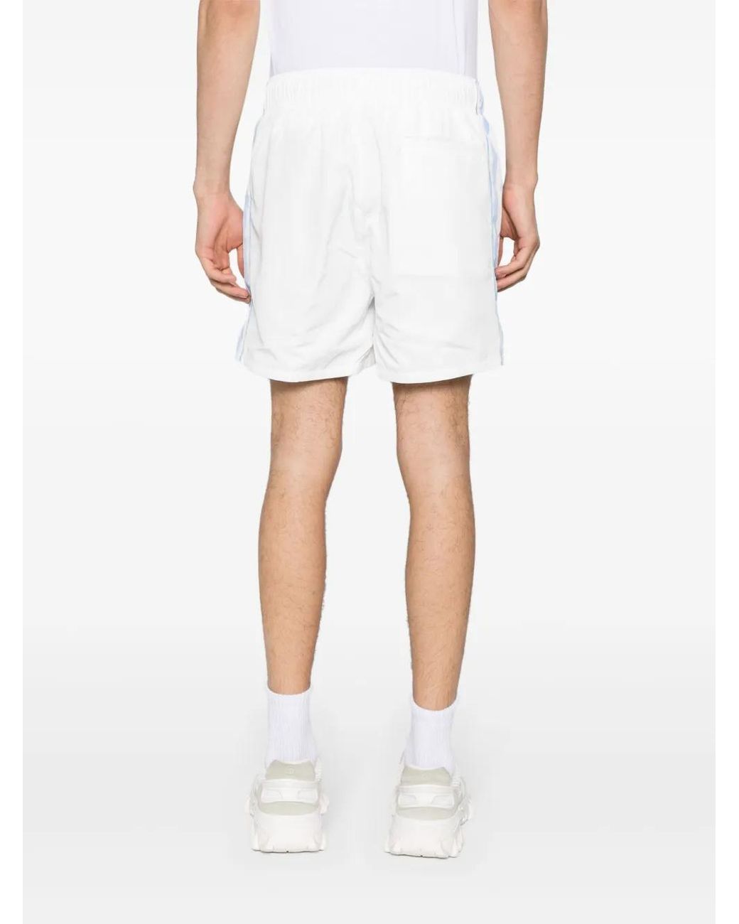 Casablanca White Striped Mid-Rise Track Shorts for men