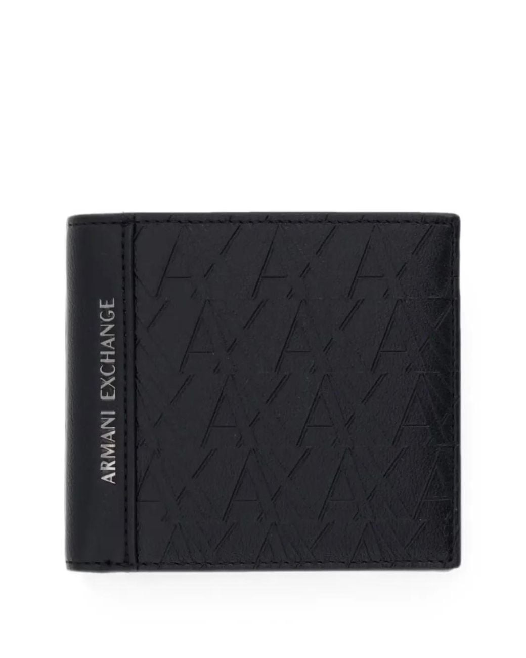 ARMANI EXCHANGE Black Monogram-Embossed Wallet for men