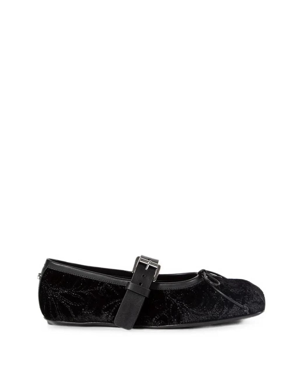 Ann Demeulemeester Black Paisley-Embroidered Velvet Ballet Flats