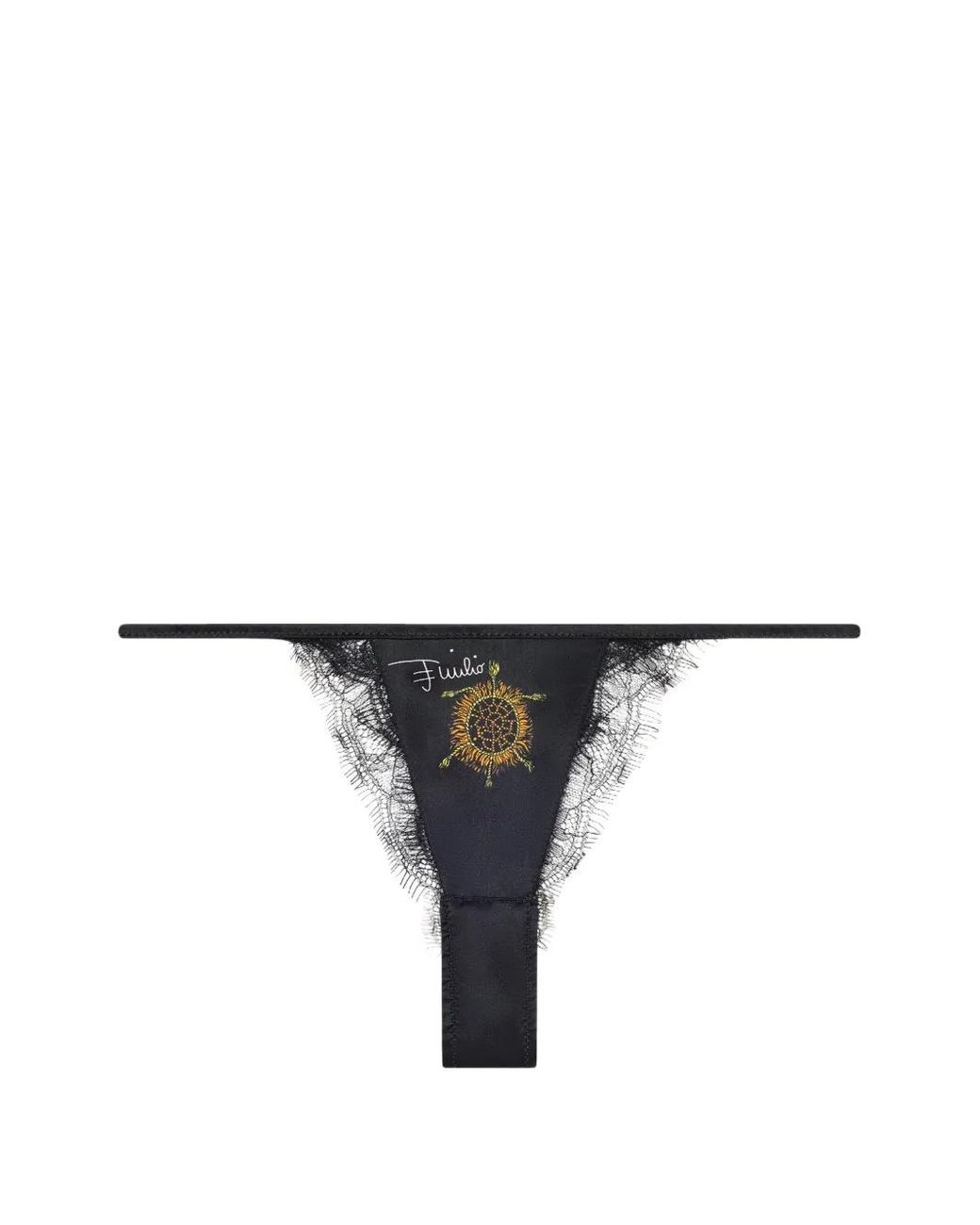 Emilio Pucci Black Silk Satin Thong