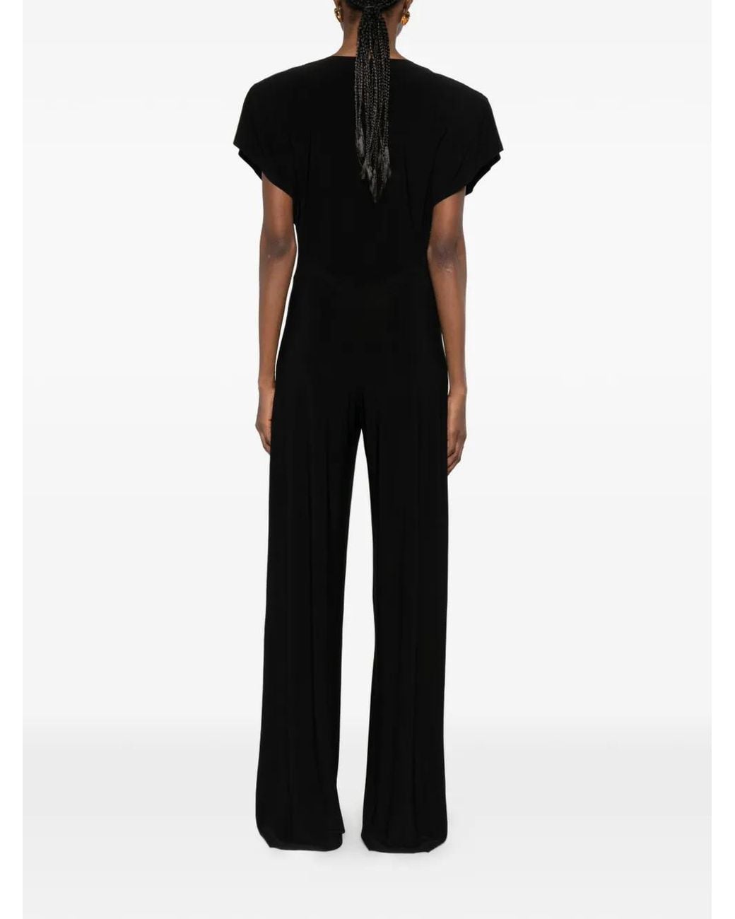 Norma Kamali Black Cap-Sleeves Jumpsuit