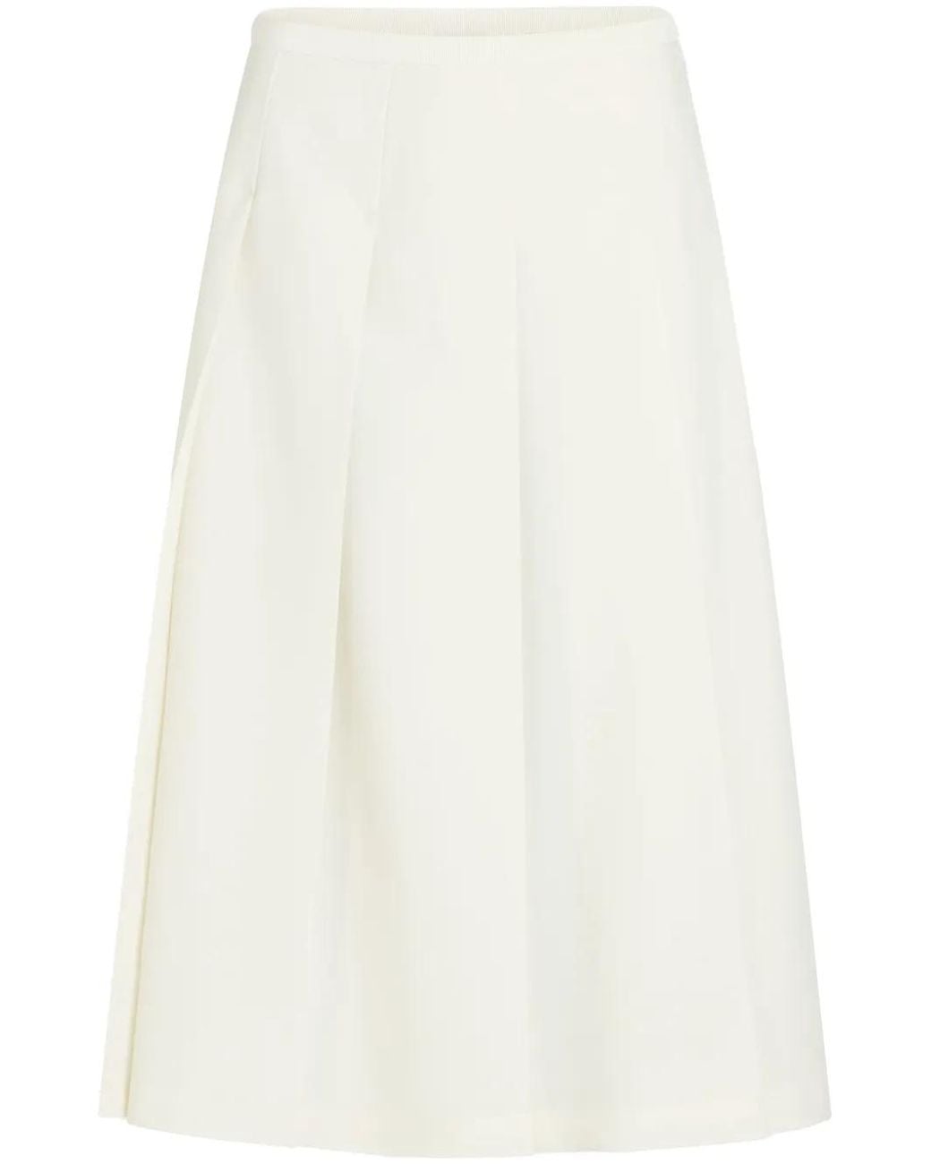 Patou White Pleated Twill Midi Skirt