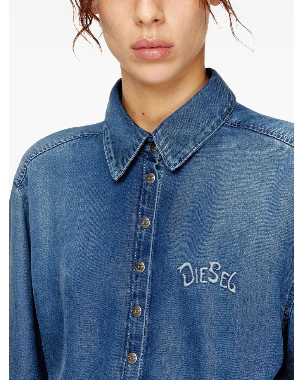 DIESEL Blue De-Drevia-S Buttoned Mini Dress