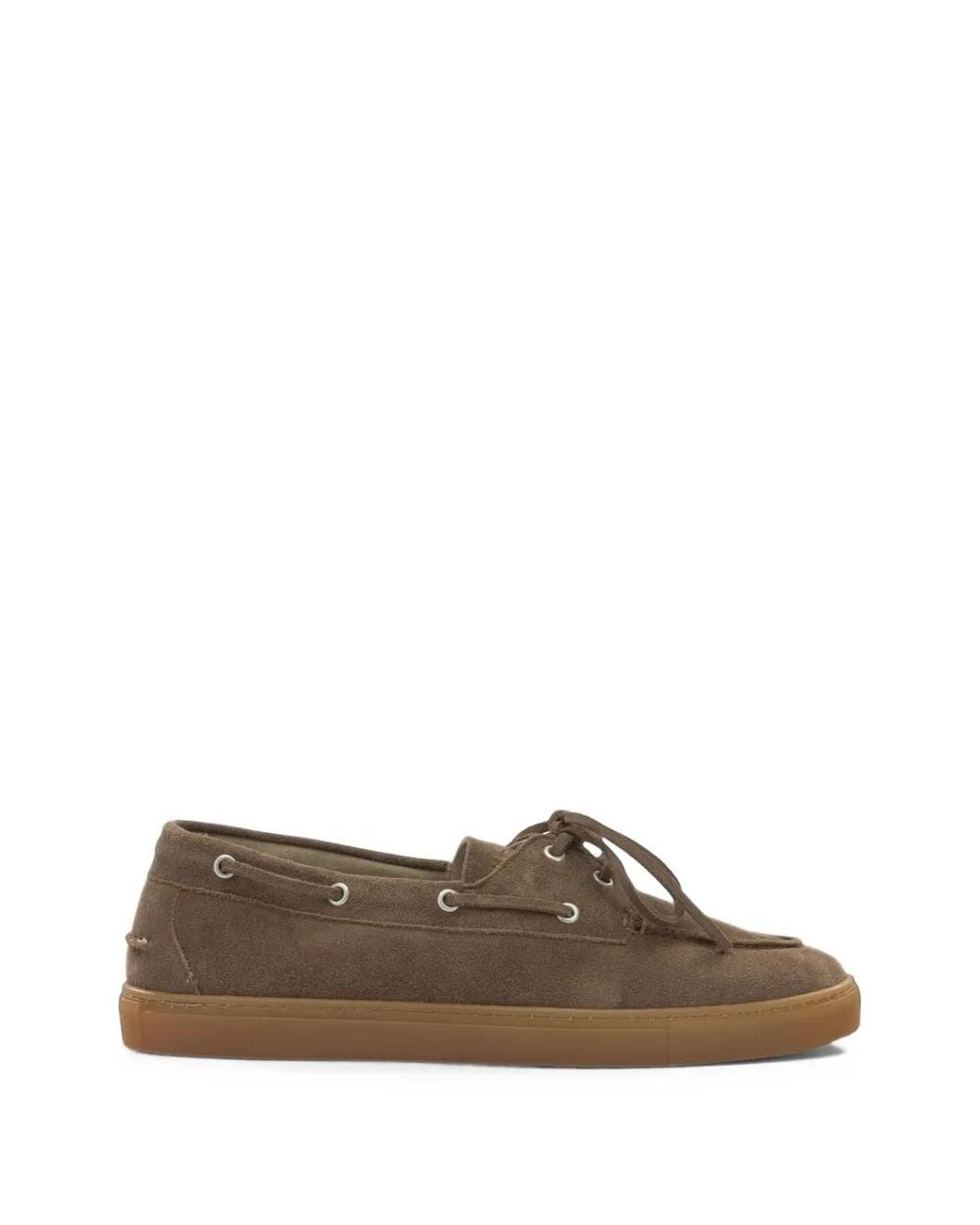 COPENHAGEN Brown Lace-Up Suede Boat Shoes for men