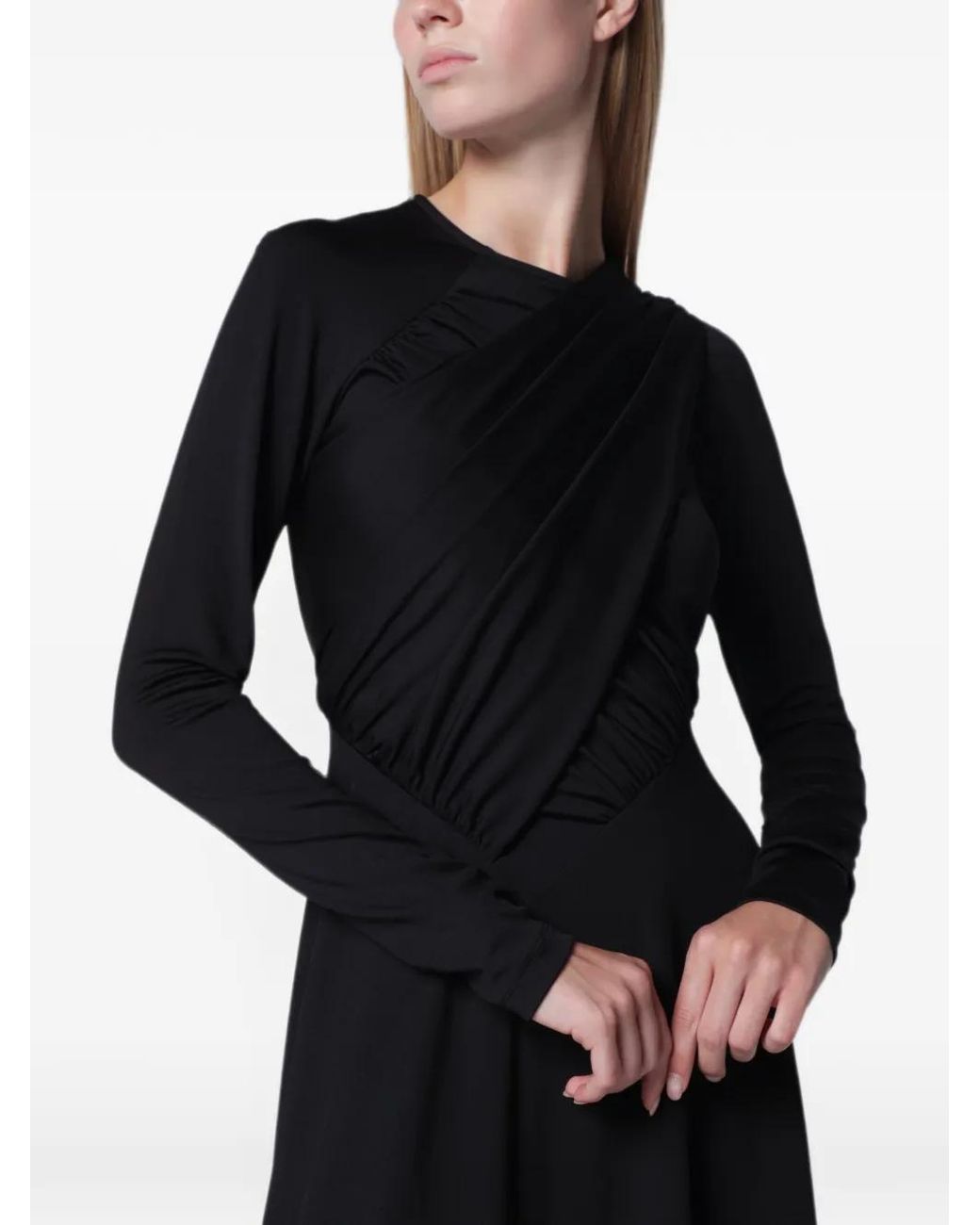 Victoria Beckham Black Ruched Asymmetric Dress