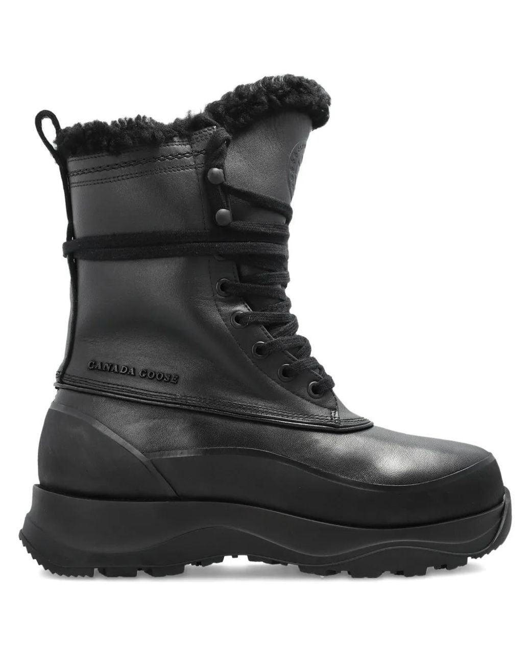 Canada Goose Black Fur-Trim Lace-Up Boots