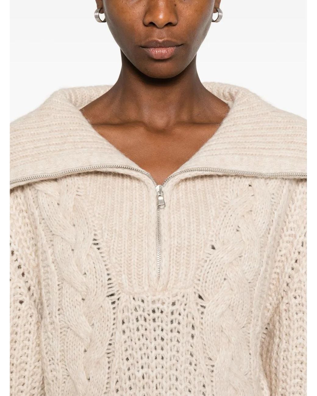 IRO Natural Cable-Knit Half-Zip Jumper