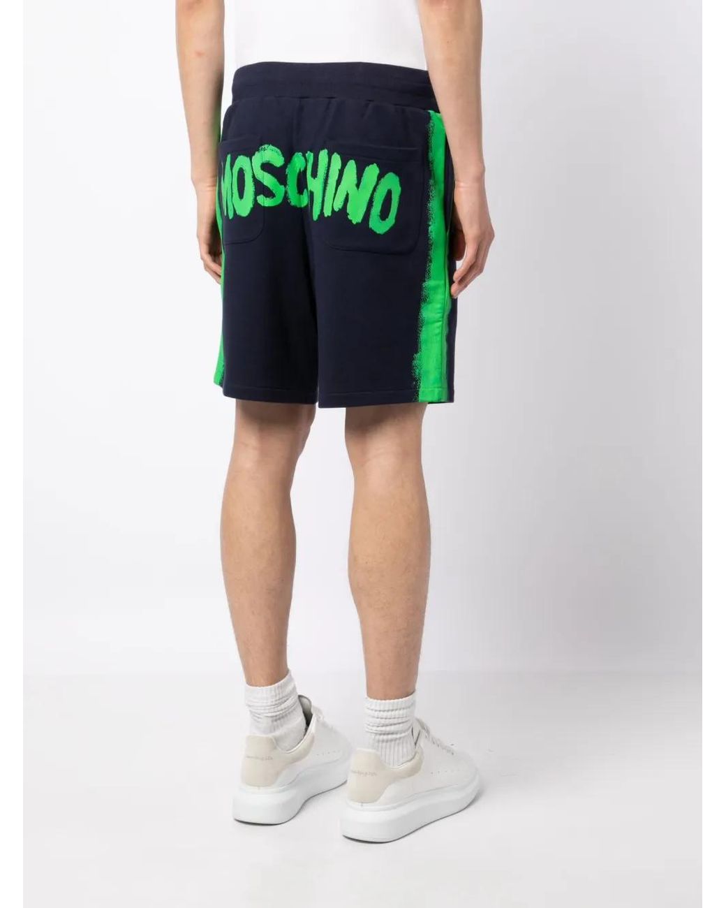 Moschino Blue Logo-Print Track Shorts for men