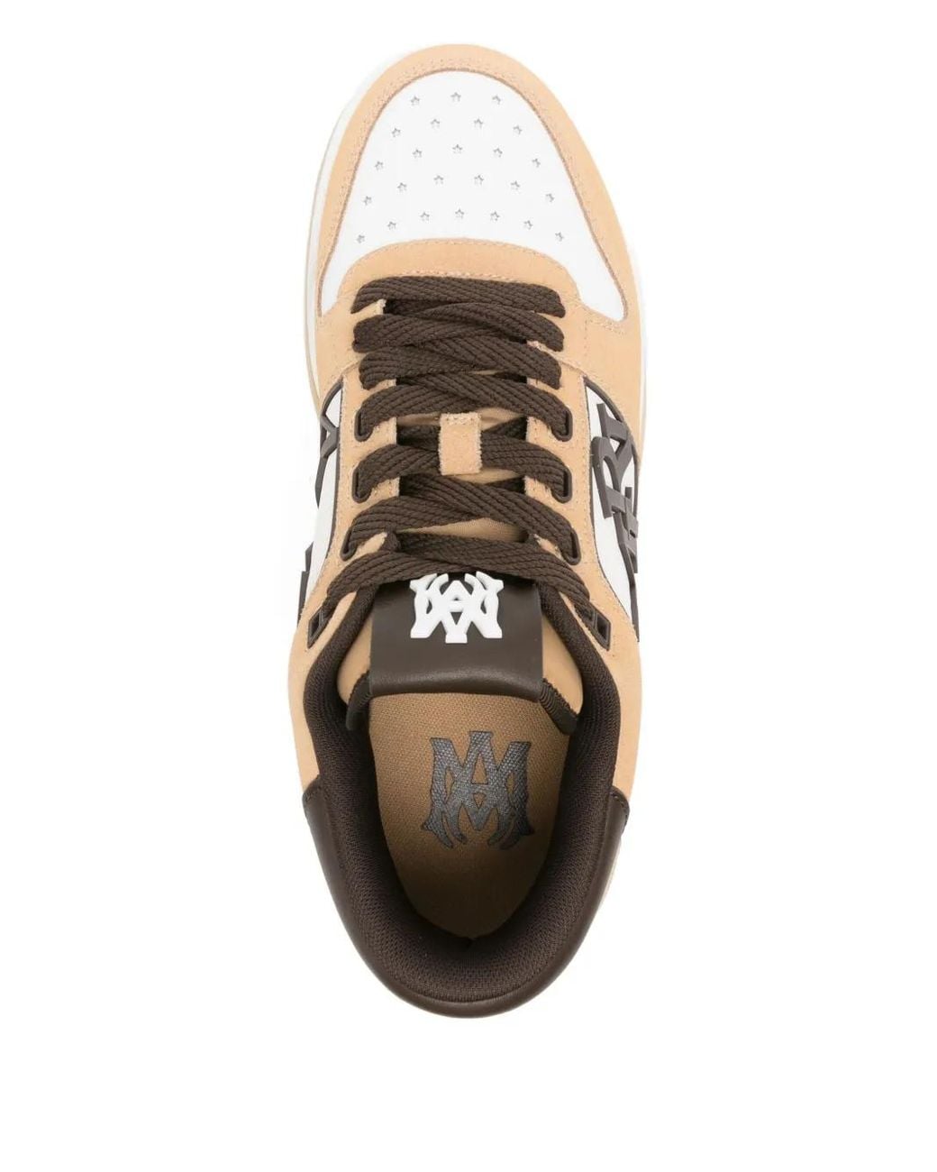 Amiri Brown Logo-Patch Leather Sneakers for men