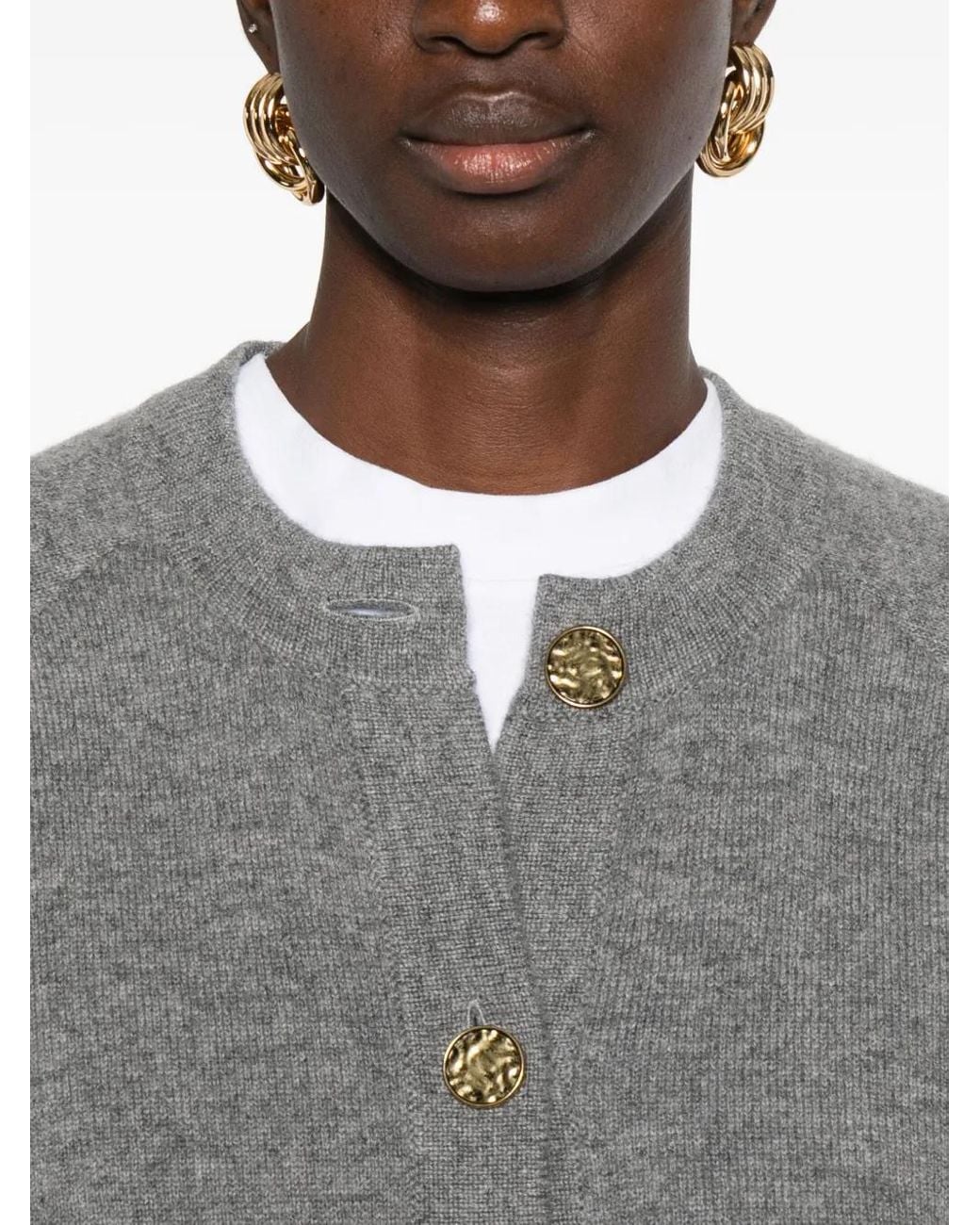 Totême  Gray Cashmere And Wool Cardigan