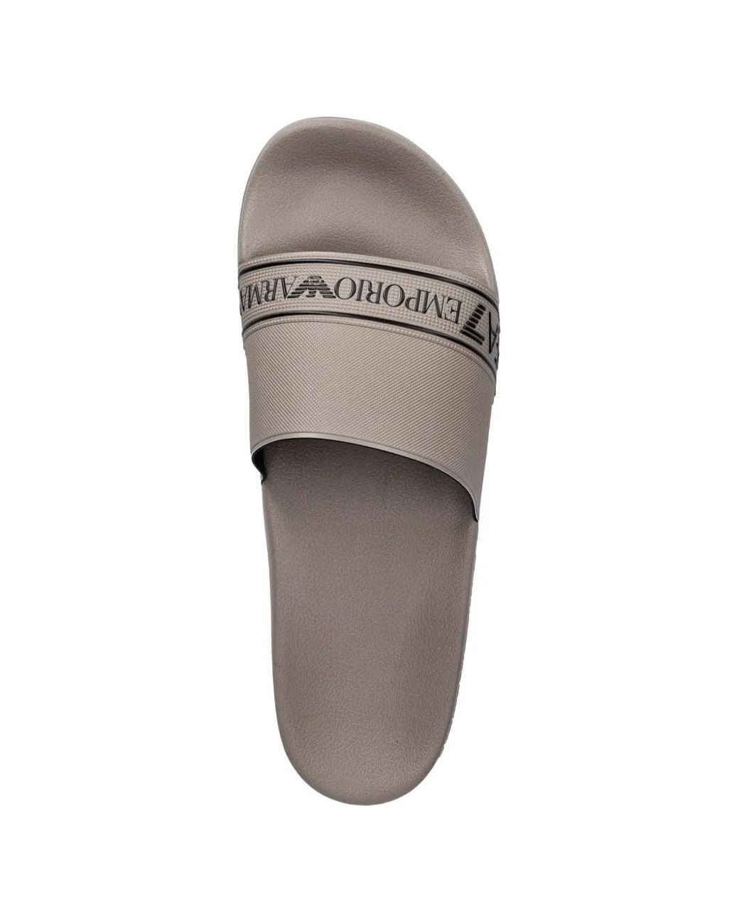 EA7 White Logo-Print Slides