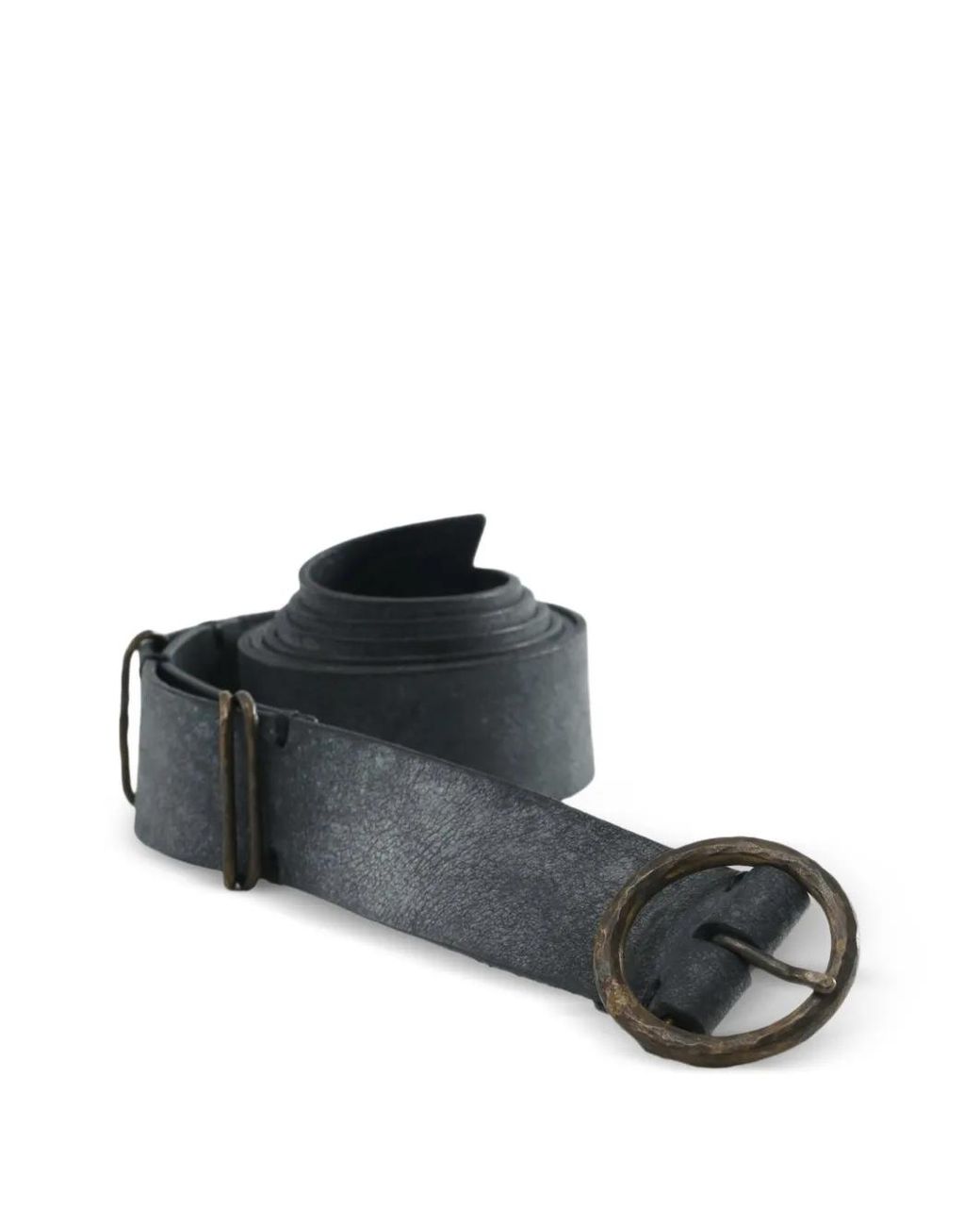 Ziggy Chen Black Round-Buckle Belt