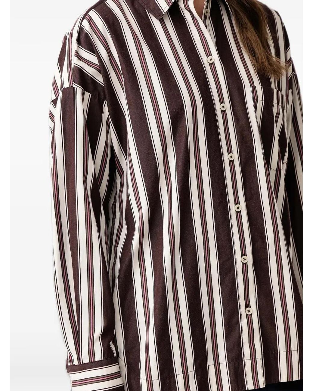 Marc O' Polo White Vertical-Stripe Long-Sleeve Shirt