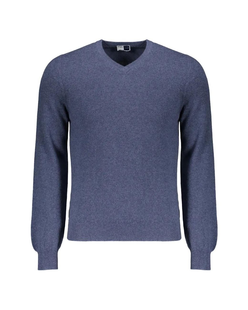 Fedeli Blue V-Neck Cashmere Sweater for men