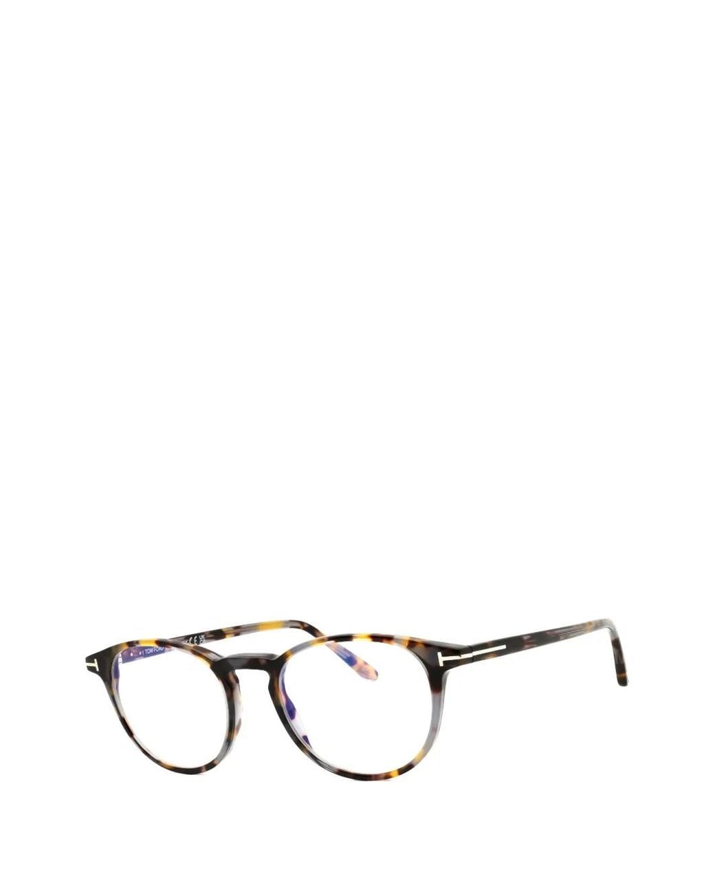 Tom Ford Brown Tortoiseshell-Effect Round-Frame Glasses for men