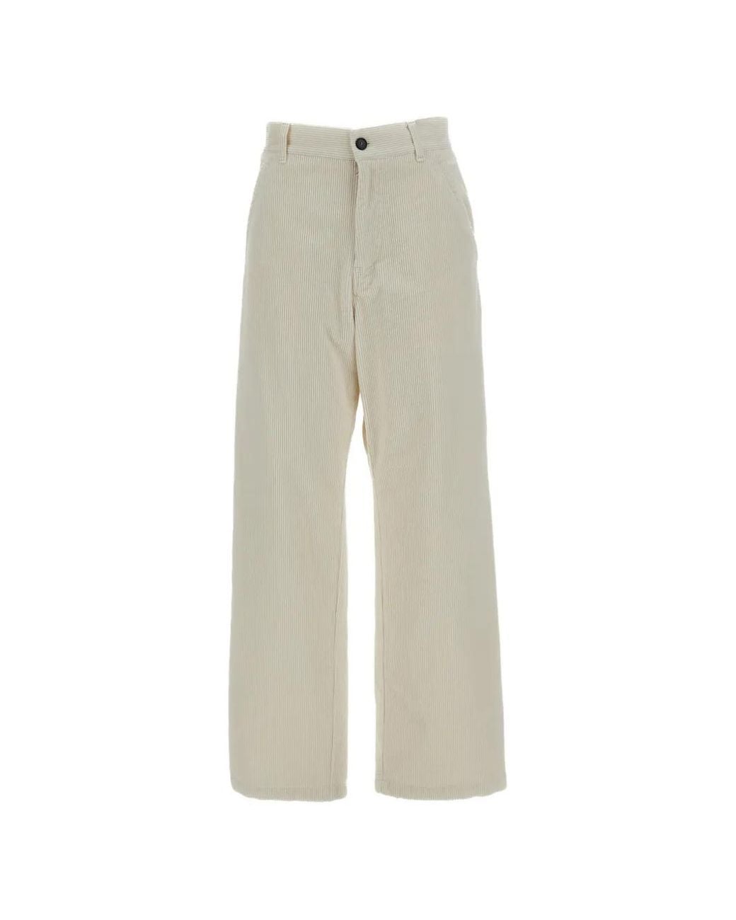 Barena White Pantalon Droit En Velours Côtelé