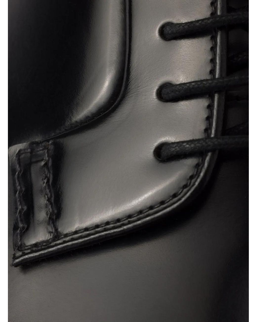 Prada Black Brushed Leather Lace-Up Shoes for men