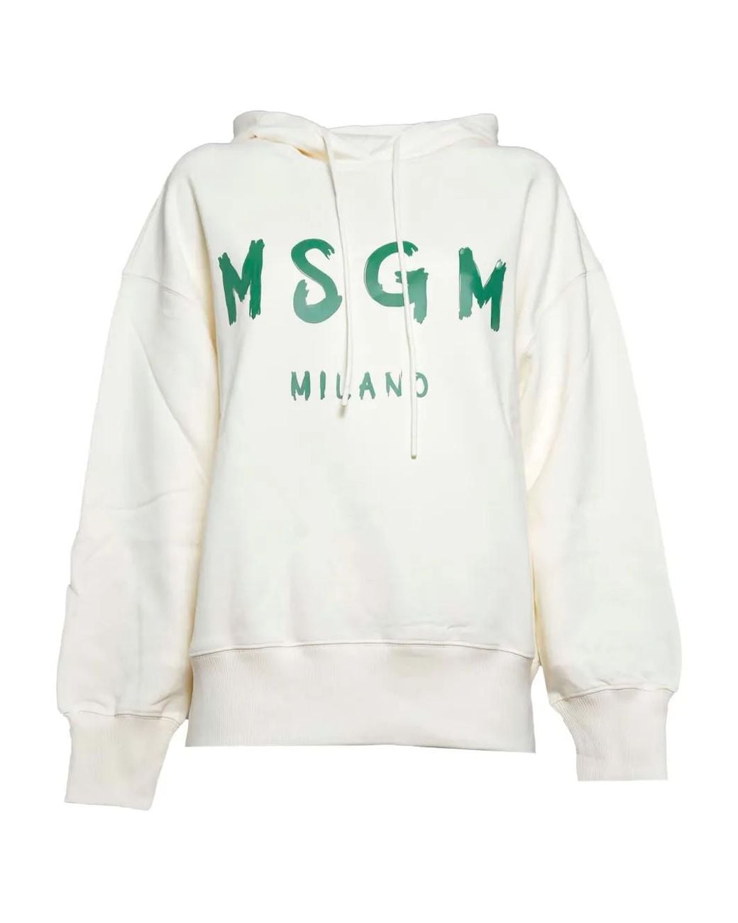 MSGM White Logo-Print Hoodie