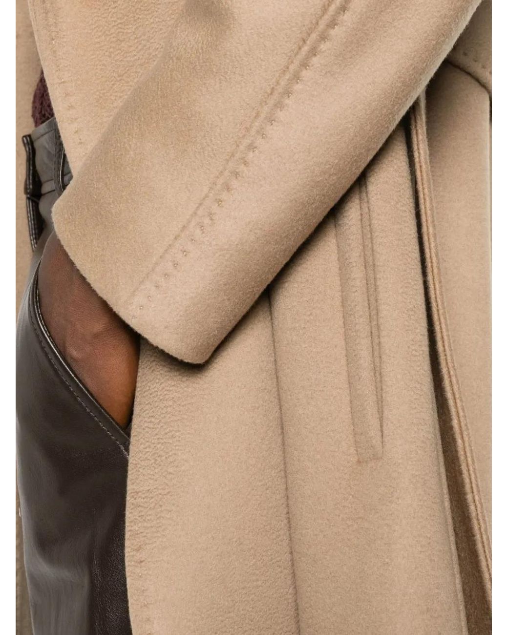 Max Mara Natural Belted Notch-Lapel Coat