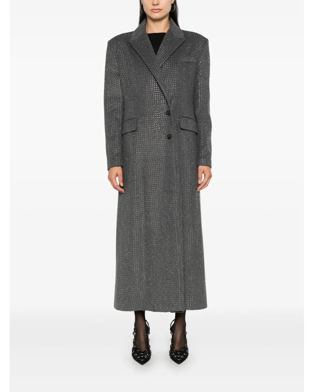 GIUSEPPE DI MORABITO Gray Rhinestone-Embellished Coat