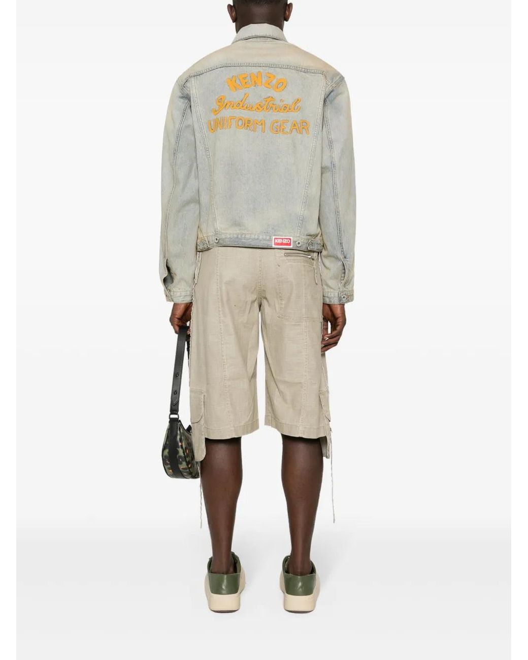 KENZO Gray Drawn Varsity Denim Jacket for men