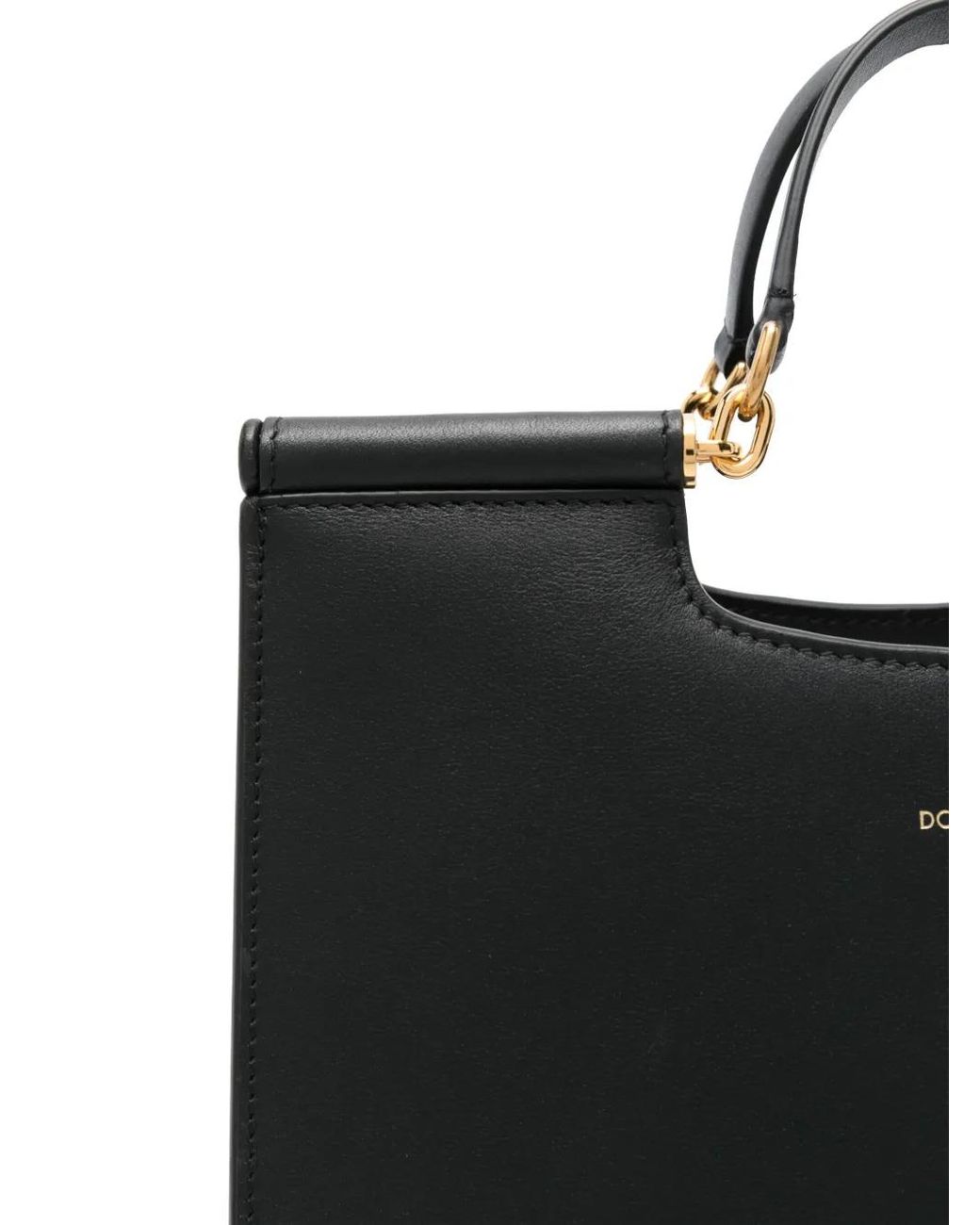 Dolce & Gabbana Black Calfskin Tote Bag With Adjustable Shoulder Strap
