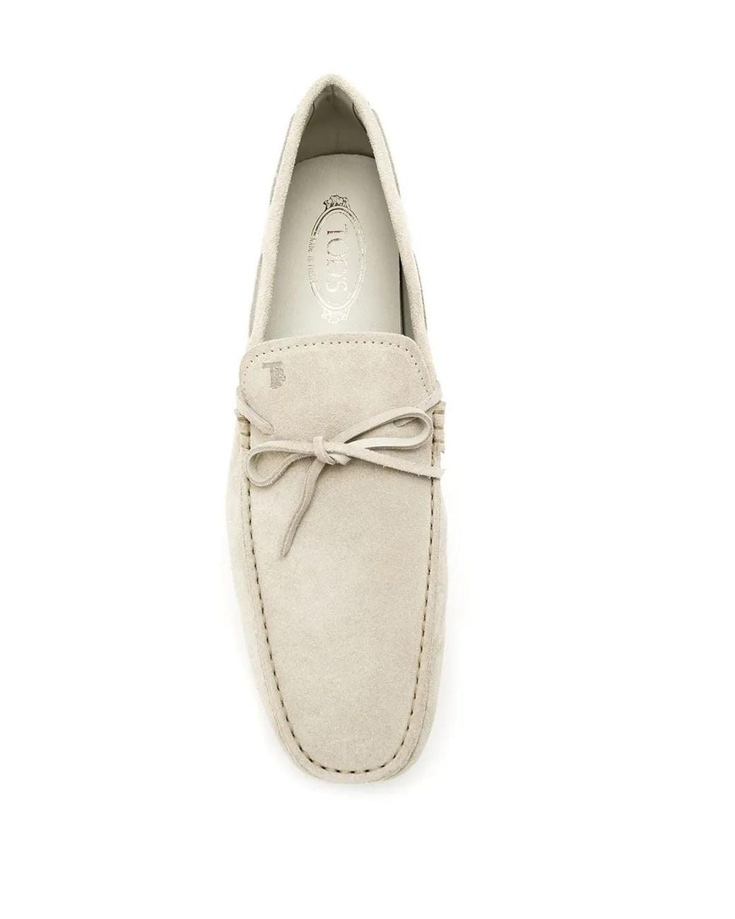 Tod's White Gommino Suede Driving Shoes for men