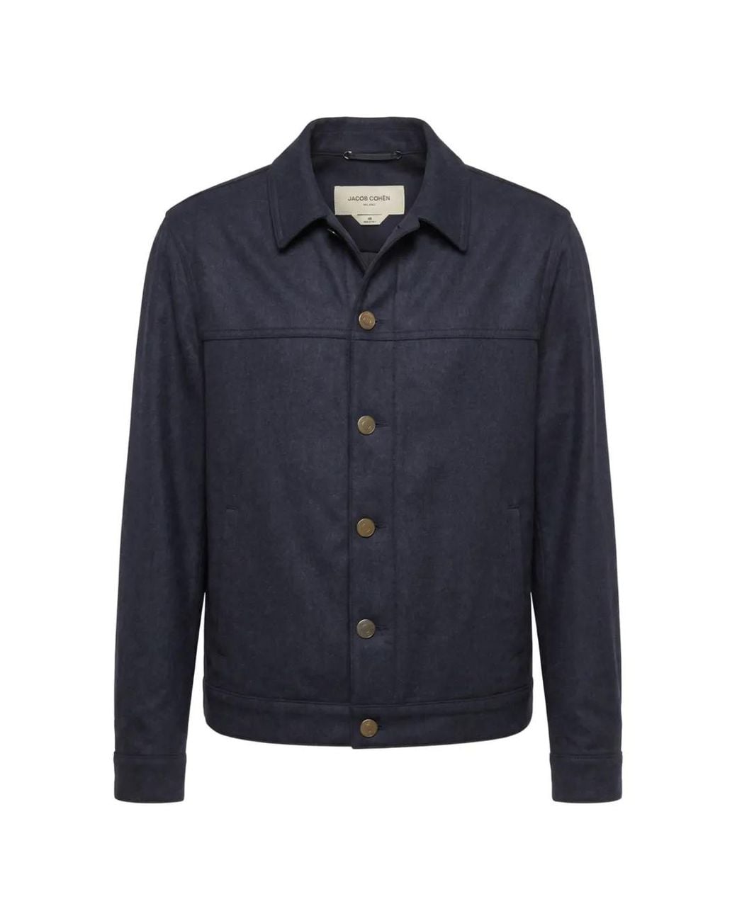 Jacob Cohen Blue Logo-Patch Button-Up Jacket for men