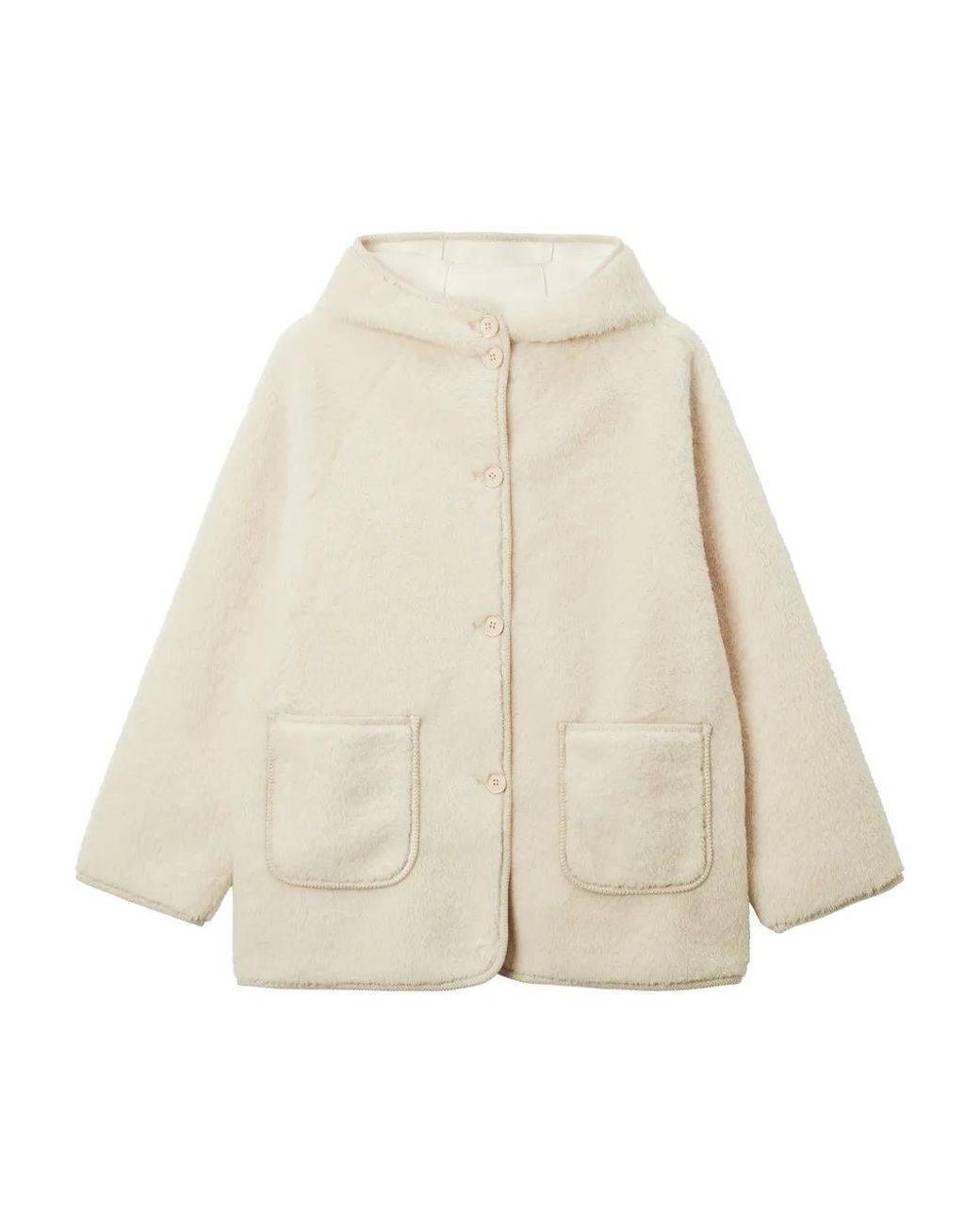 B+ AB White Patch-Pocket Hooded Coat