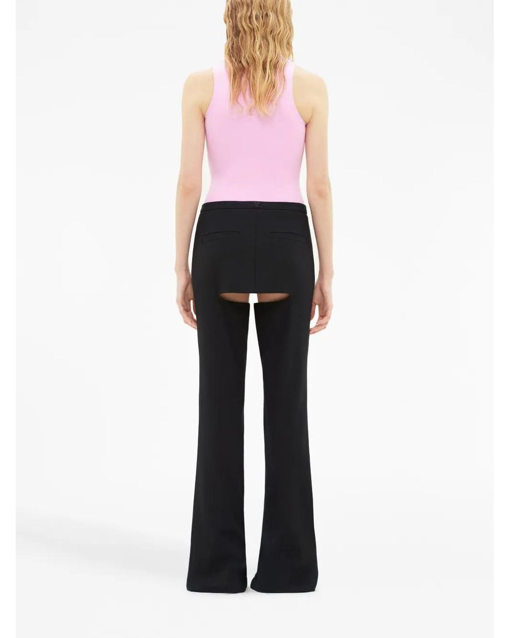 Courreges Black Chaps Flared Tailored Trousers