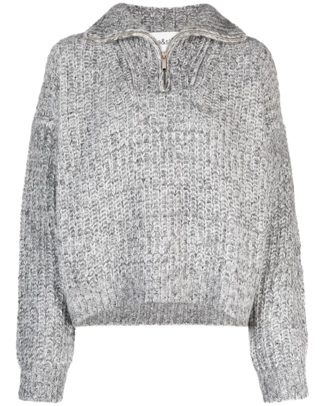 Ba&sh Gray Pullover Mit Stehkragen