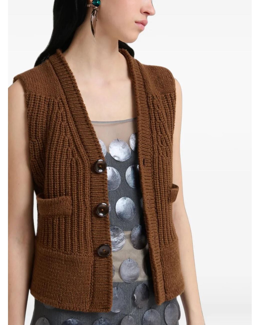 Chaleco De Lana Con Botones Marni de color Brown