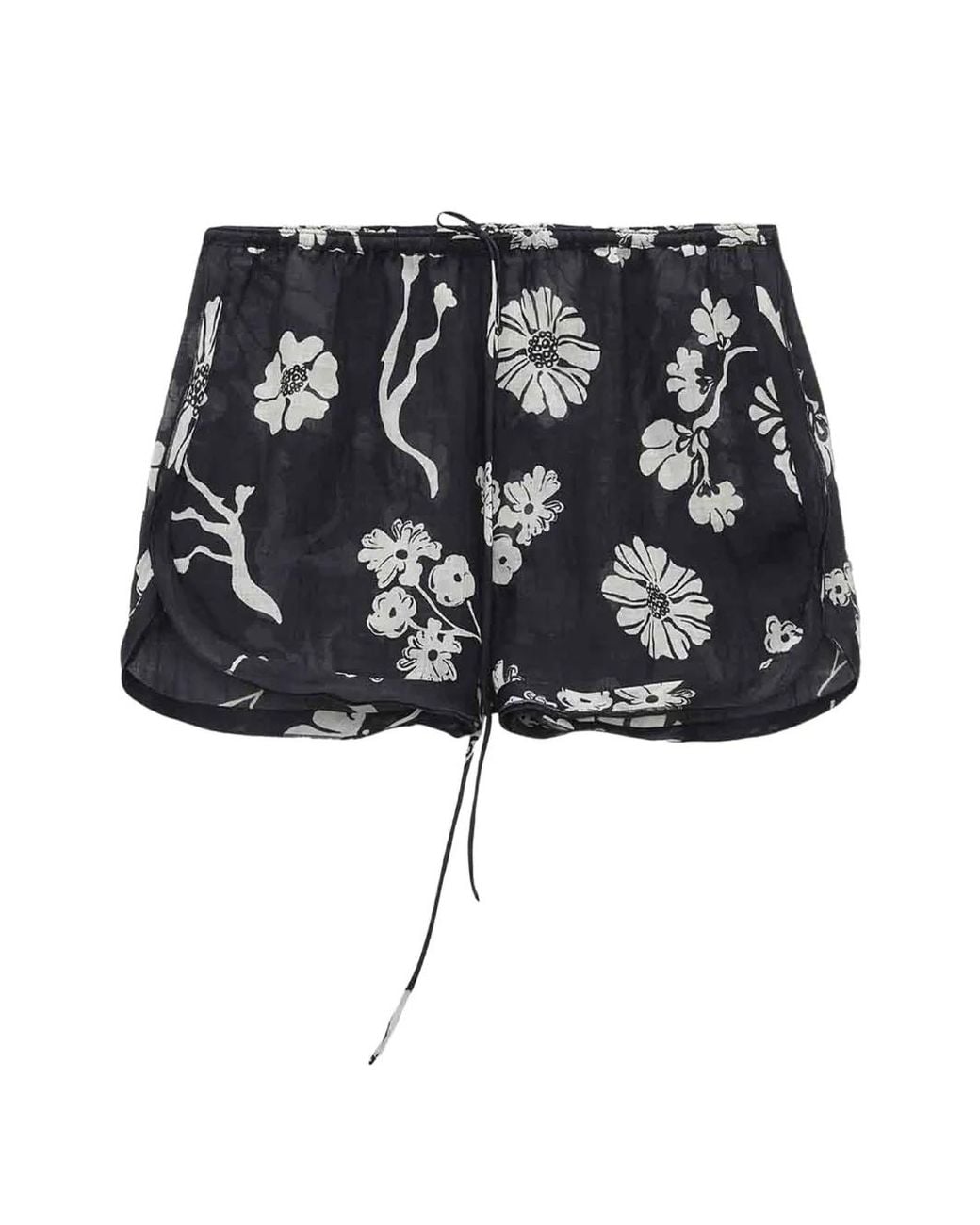 Dorothee Schumacher Black Floral-Print Drawstring Shorts