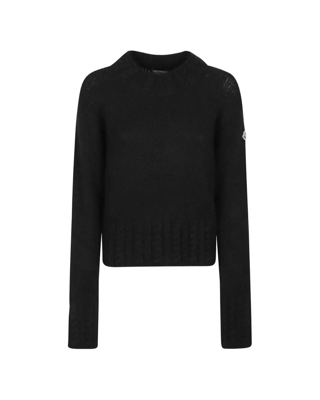 Moncler Black Cable-Knit Logo-Patch Sweater