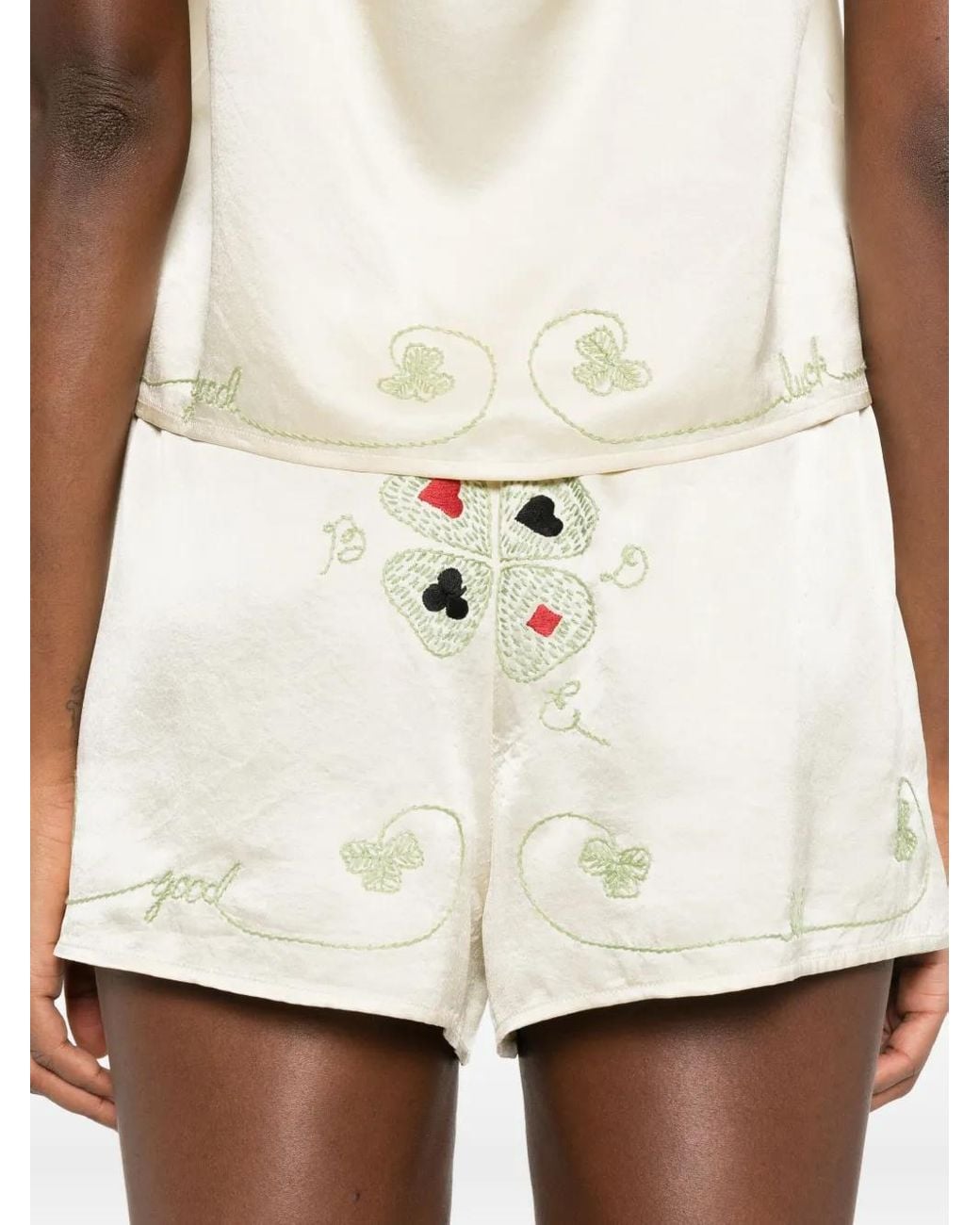 Bode White Luck Draw Shorts