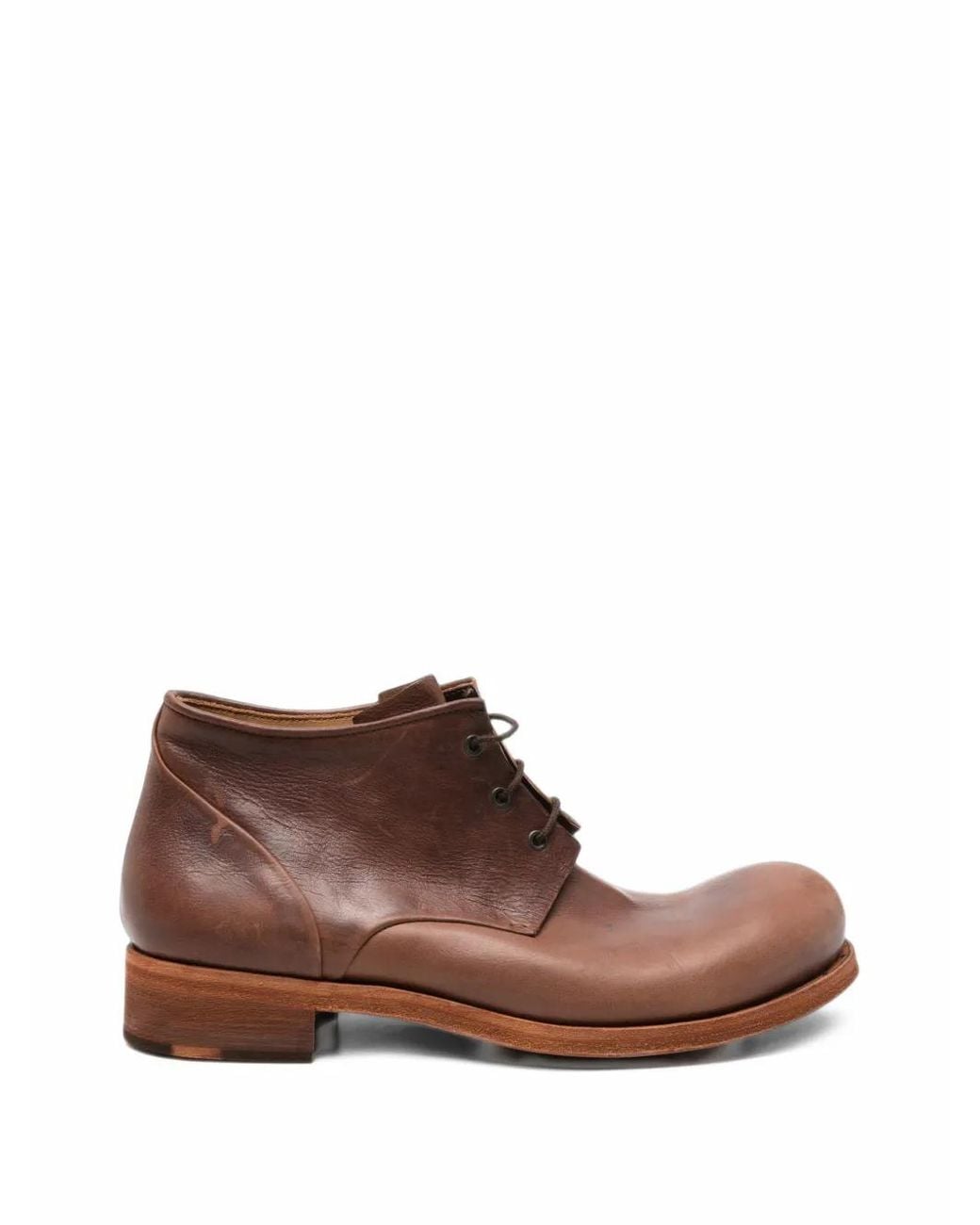 Ma+ Brown Lace-Up Leather Boots for men