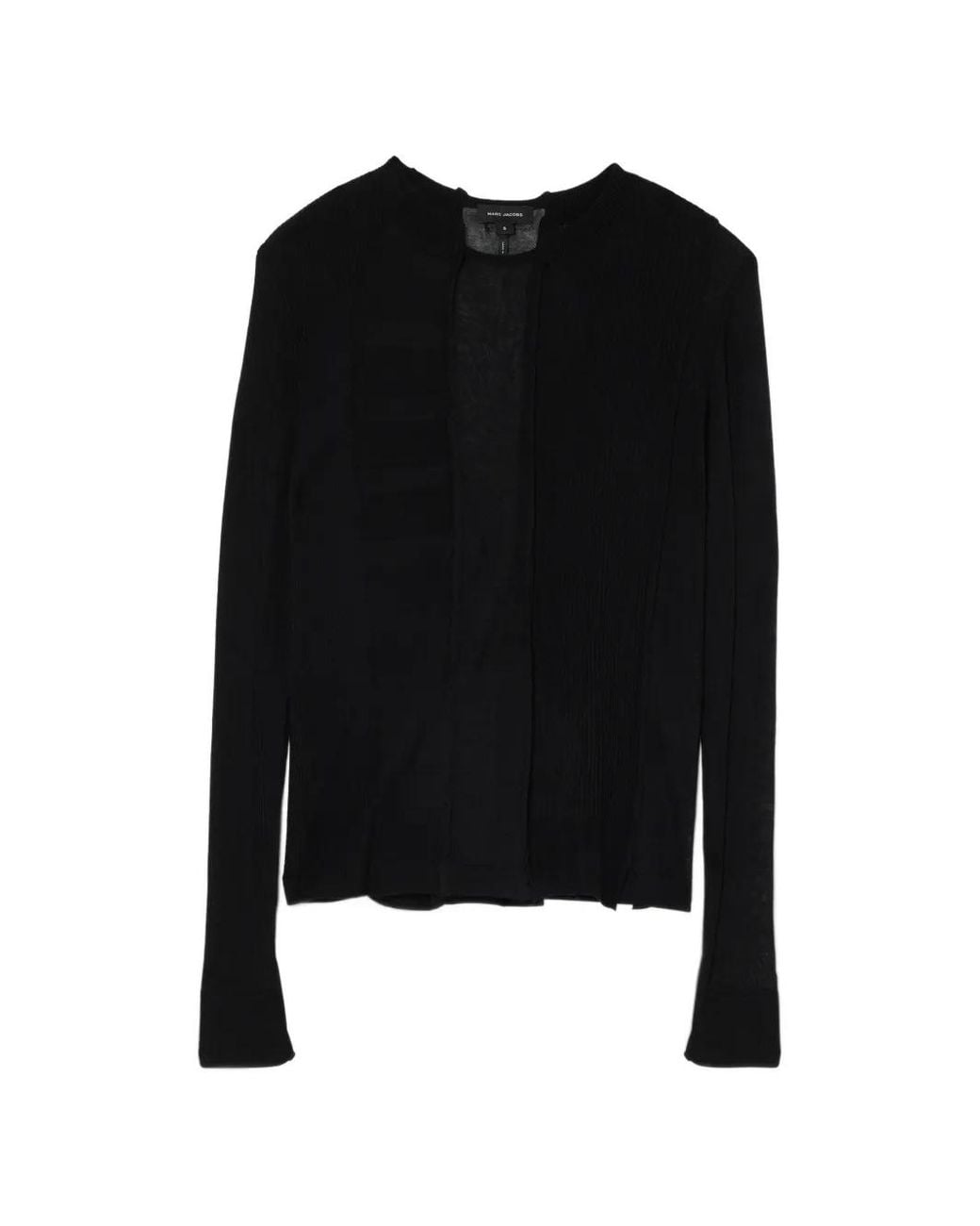 Marc Jacobs Black Sheer-Panelled Knit Long-Sleeve Top