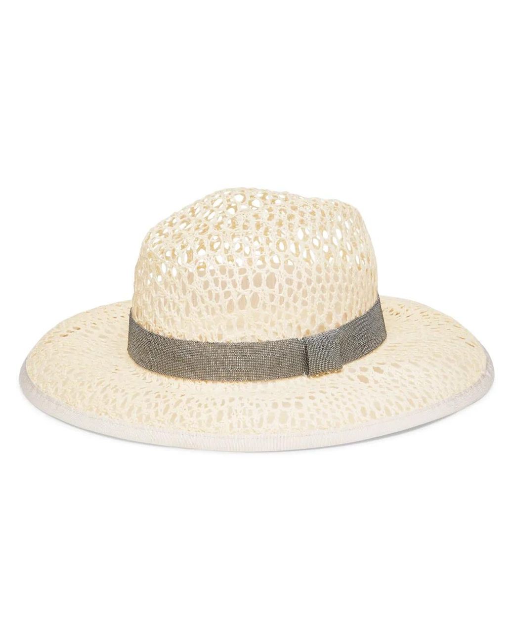 Brunello Cucinelli Natural Straw Monili-Trim Hat