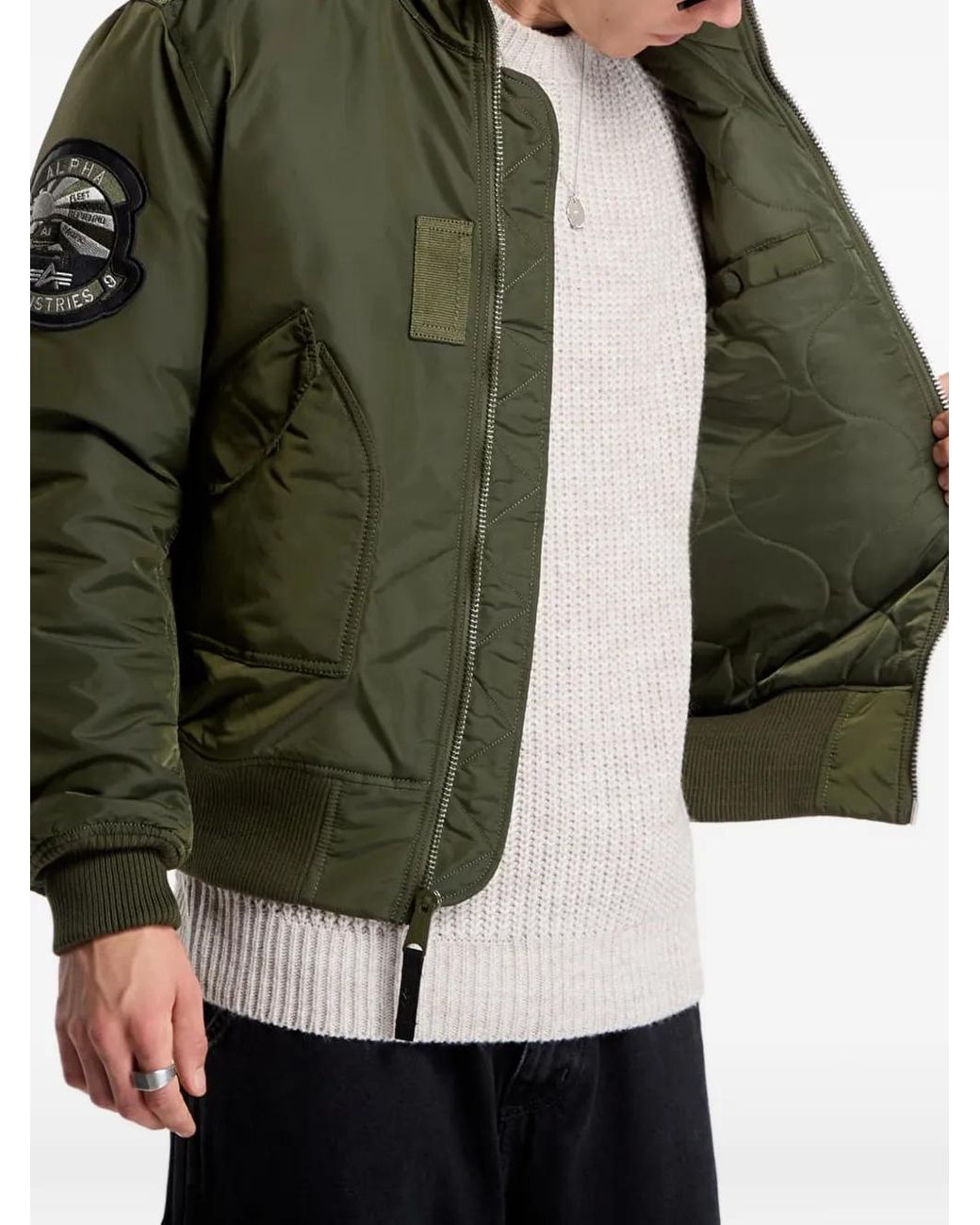 Alpha Industries Green Engine Bomber Jacket for men