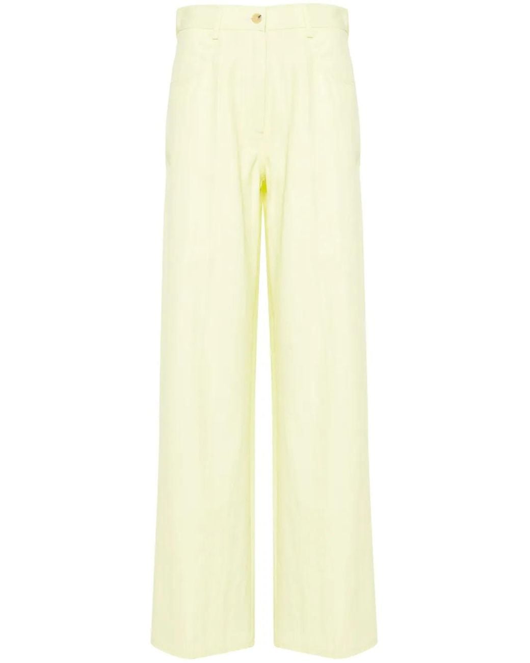 Forte_forte Yellow Vicose Cotton Chic Twill 5 Pockets Pants Clothing