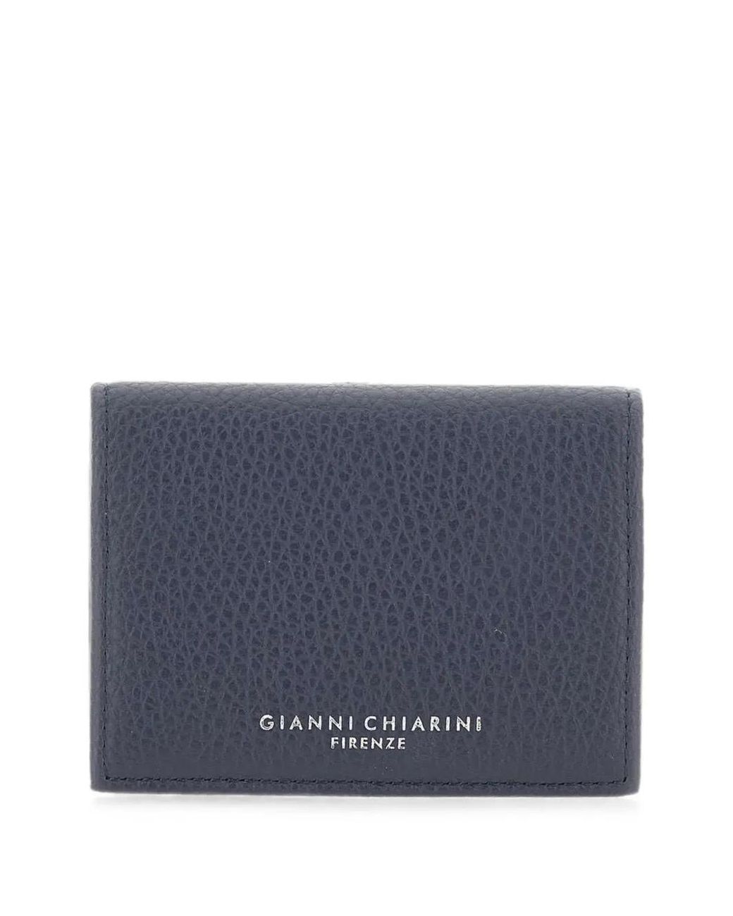 Gianni Chiarini Blue Dollaro Pebbled Leather Card Holder