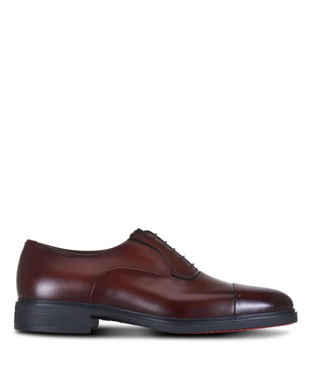 Santoni Brown Leather Oxford Shoes for men