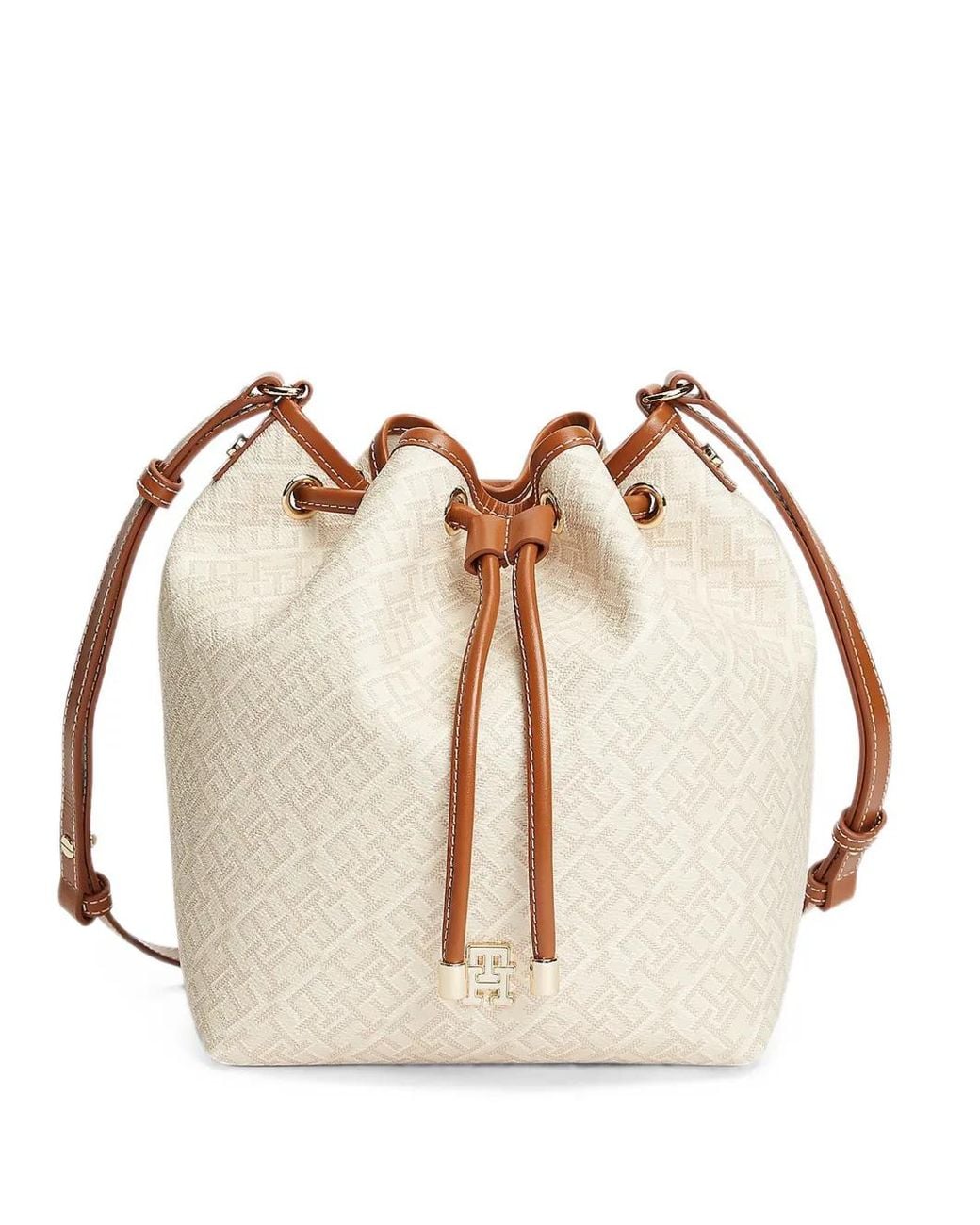 Tommy Hilfiger Natural Th Monoplay Monogram-Pattern Bucket Bag