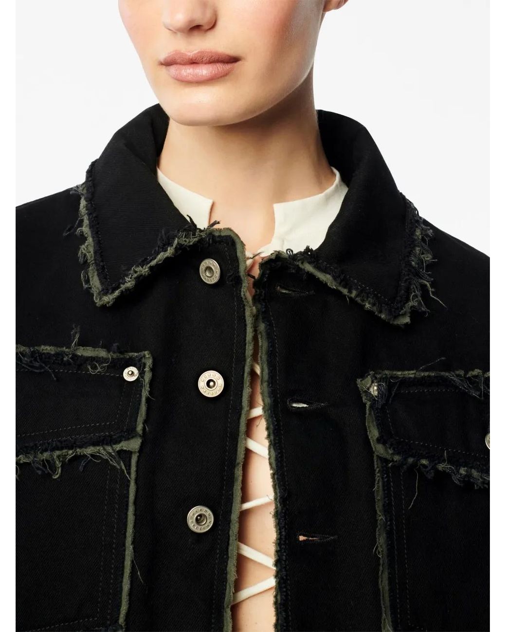 Heron Preston Black Distressed Cropped Denim Jacket